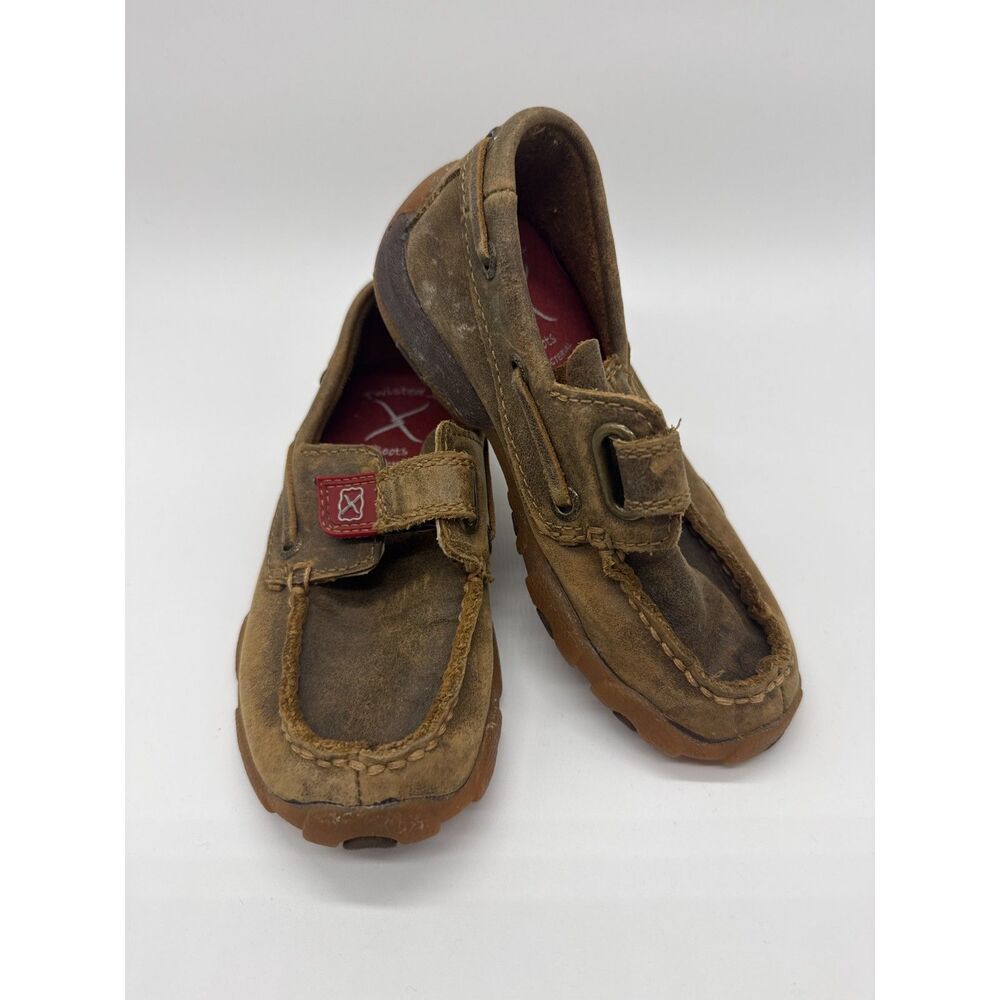 Twisted X Leather Slip On Western Driving Moccasins Toddler 10 Brown Tan